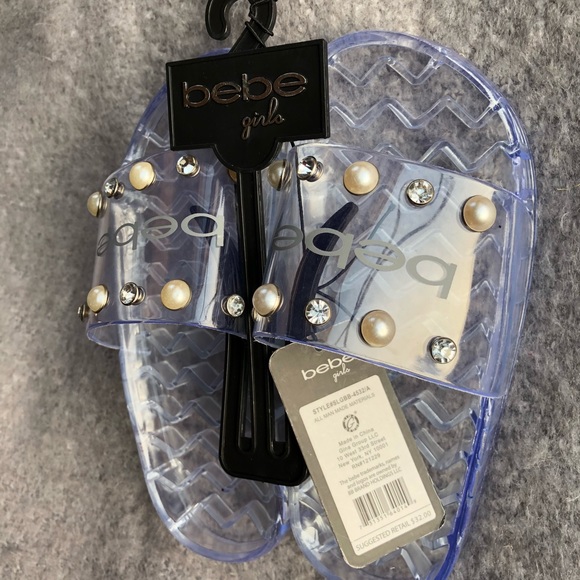 New w/tags BEBE girls jelly shoes w/ pearls & gems - Picture 5 of 6